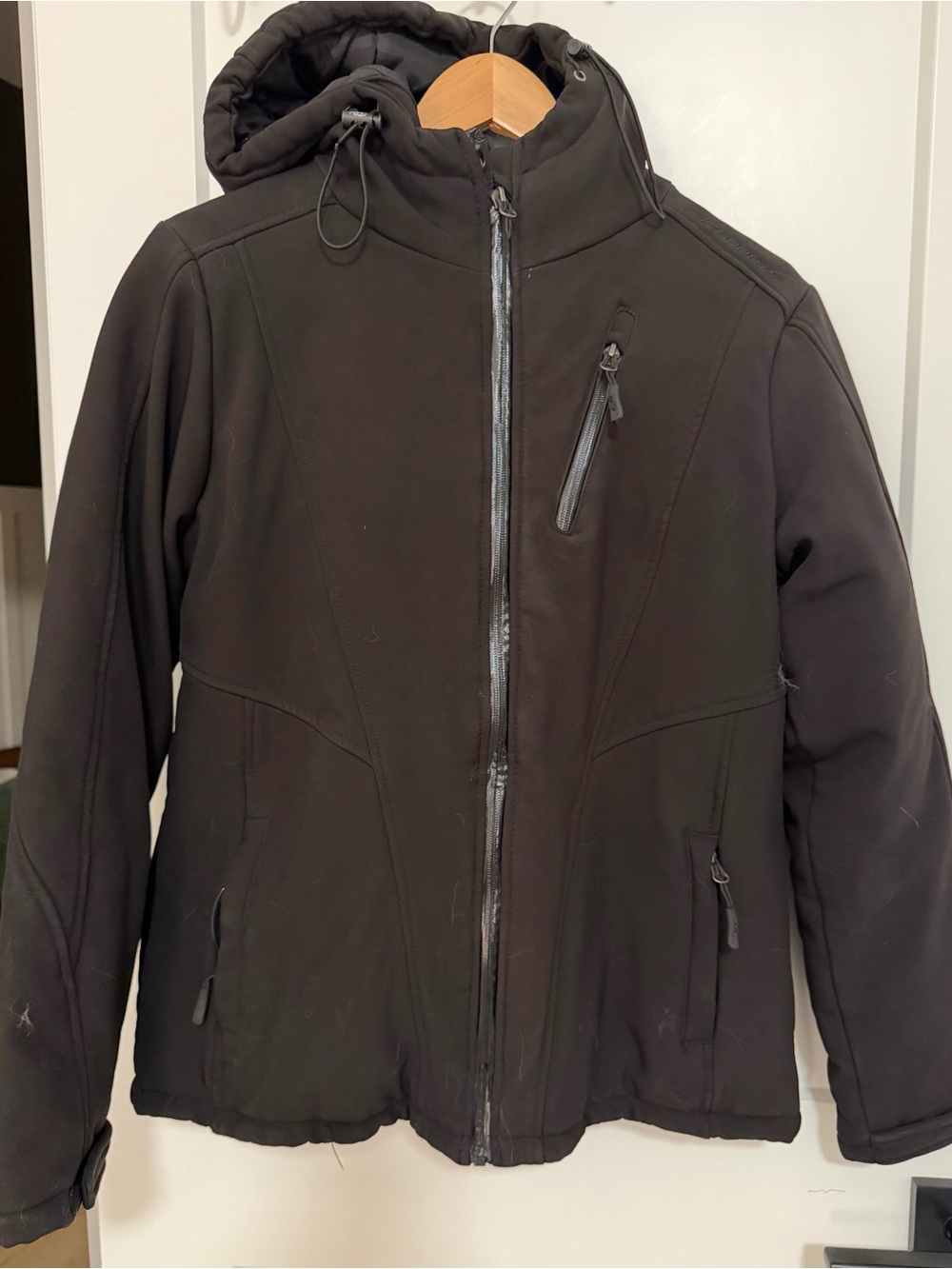 Women's Black Hooded Softshell Performance Jacket